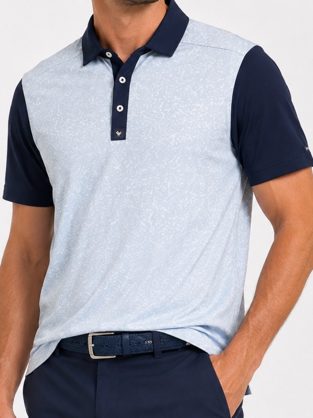 Bad Birdie Undertow Pique Golf Polo Shirt Mens Large Blue Navy Performance